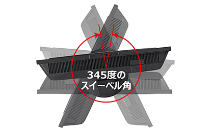 製品画像：345度のスイーベル角